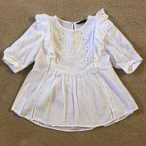 Zara embroidery white top